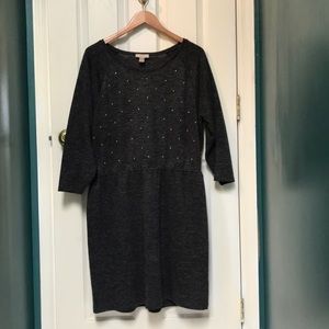 Charcoal Beaded Loft Sweater Dress